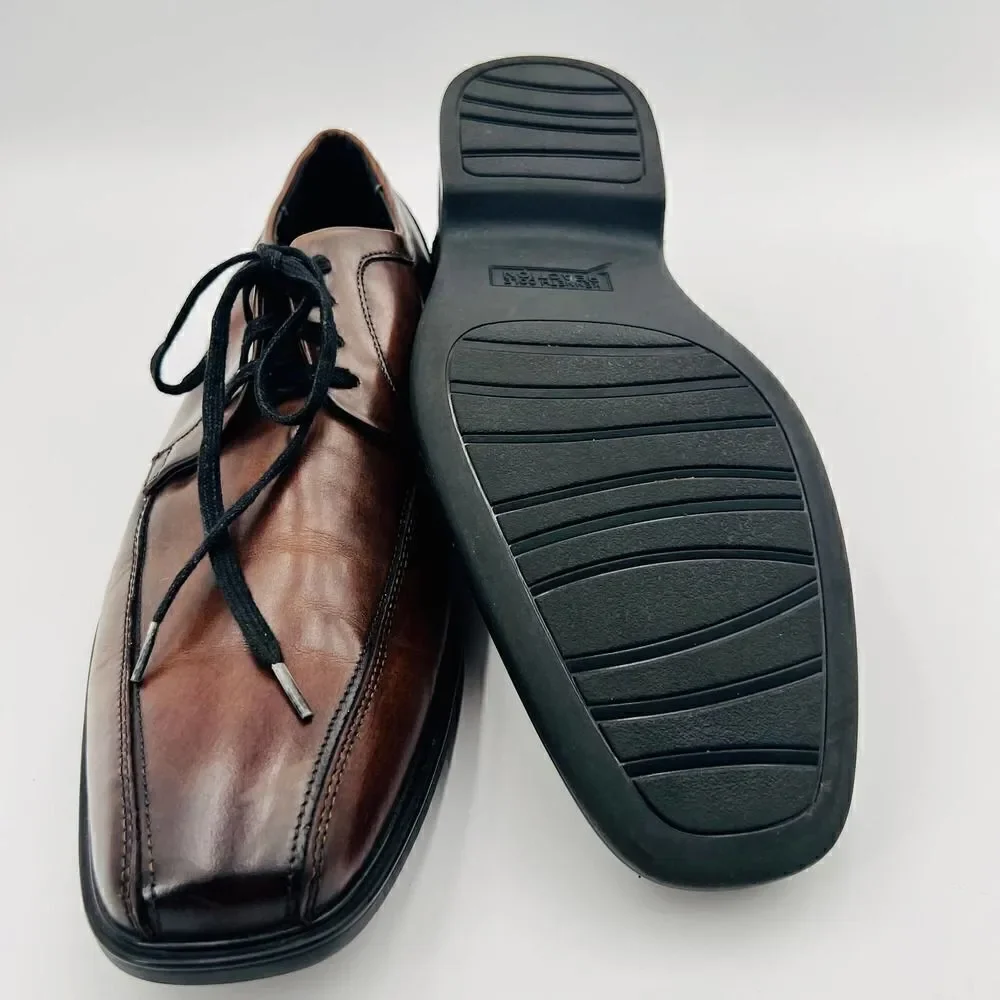 Kenneth Cole Reaction Get Busy Brown Leather Oxfords Size 11